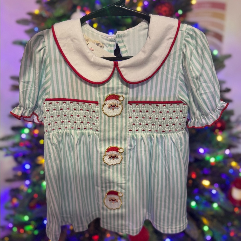 Kids Festive Santa Striped Matching Set